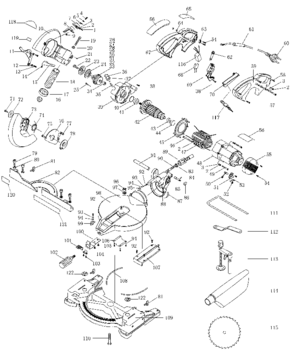 Default Diagram and Parts List for BT1400-AR Type 2 Black and Decker Miter Saw